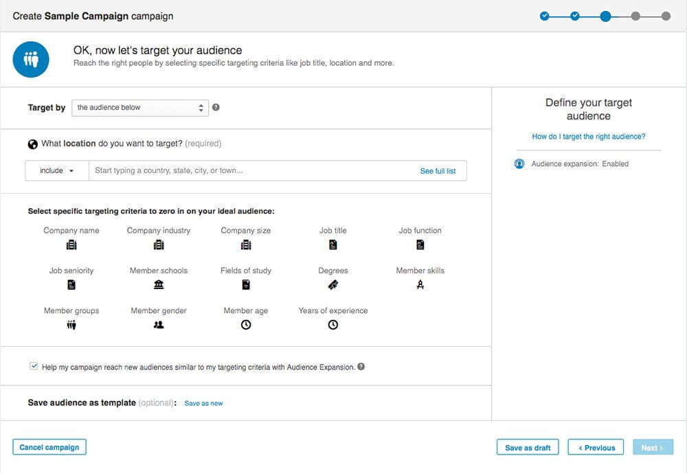 LinkedIn Ad Settings Target Audience