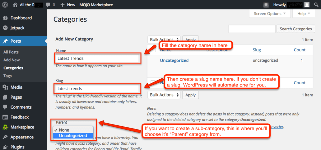 Adding Categories