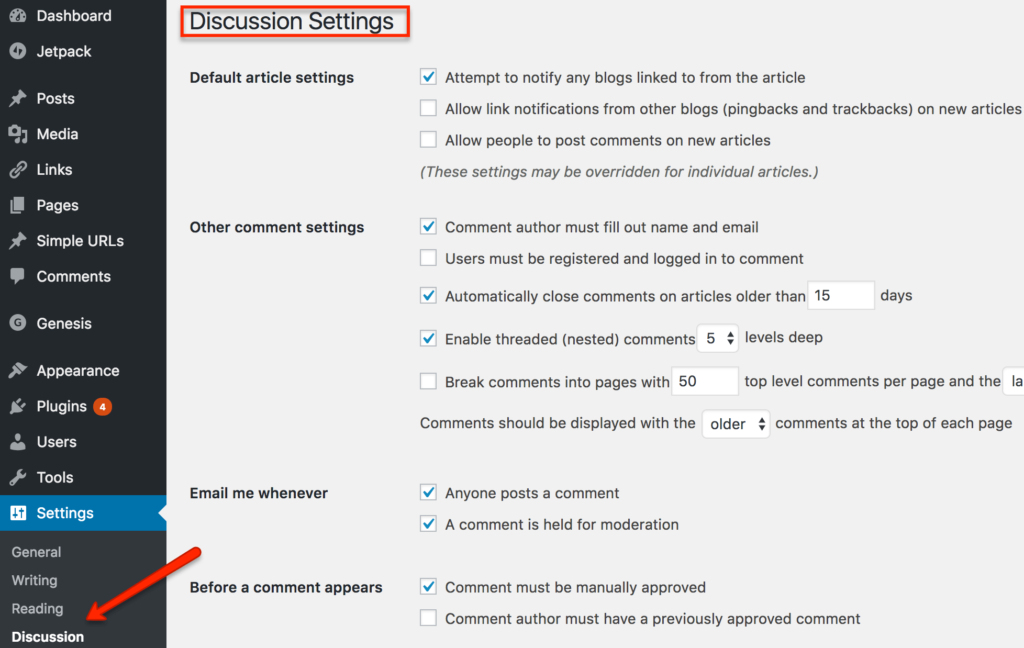 Discussion Settings