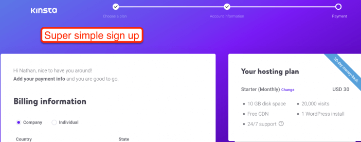 1 Kinsta Signup