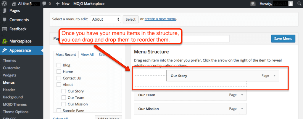 Reordering Menus in WordPress