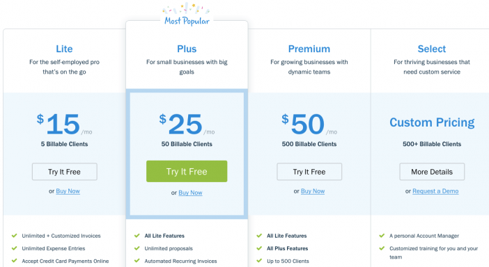 FreshBooks Pricing