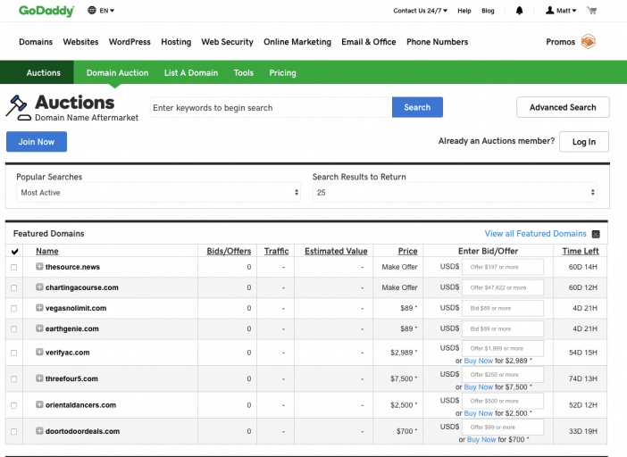 GoDaddy Auctions