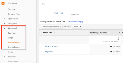 Google Analytics Site Search