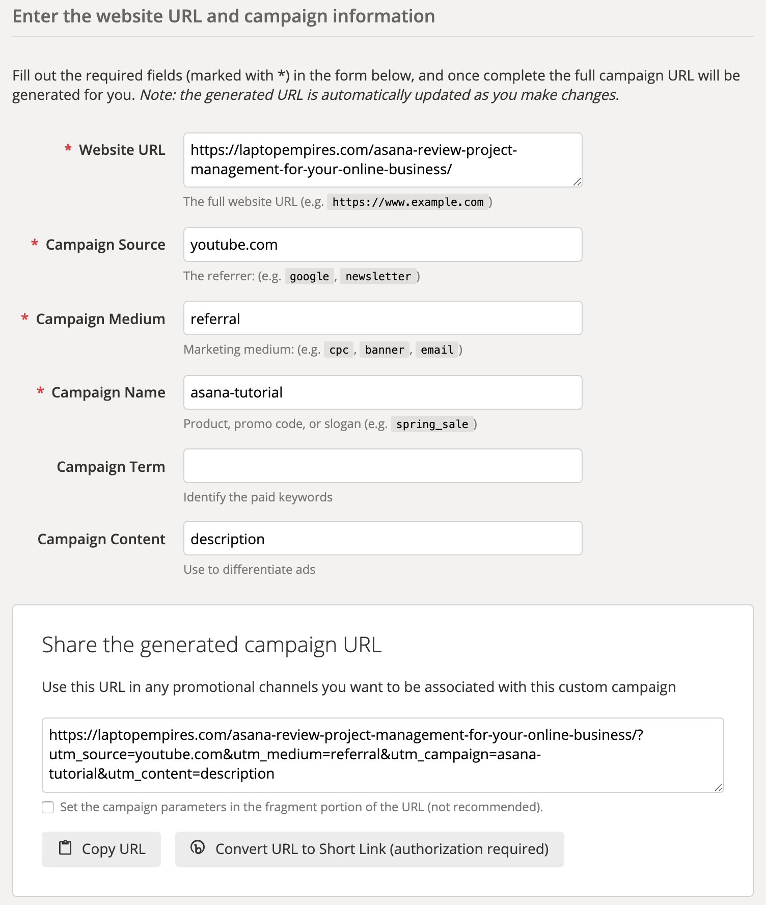 Google's Campaign URL Builder