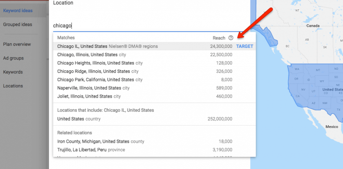 Keyword Planner Geographic Target