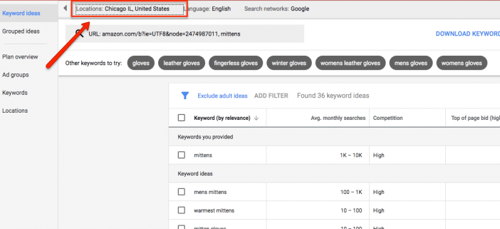 Keyword Planner Geography Focus